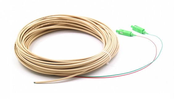 Light Ivory Cream FTTH 2 Cores SC/APC Singlemode Patch Leads Fiber Optical Pigtails