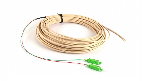 Light Ivory Cream FTTH 2 Cores SC/APC Singlemode Patch Leads Fiber Optical Pigtails