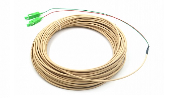 Light Ivory Cream FTTH 2 Cores SC/APC Singlemode Patch Leads Fiber Optical Pigtails